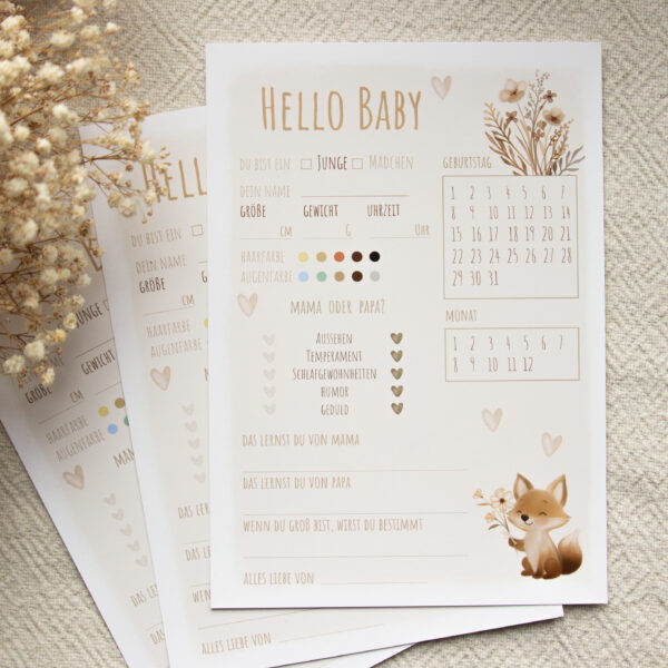 Baby Guess Cards – Cute Fox Edition - A5